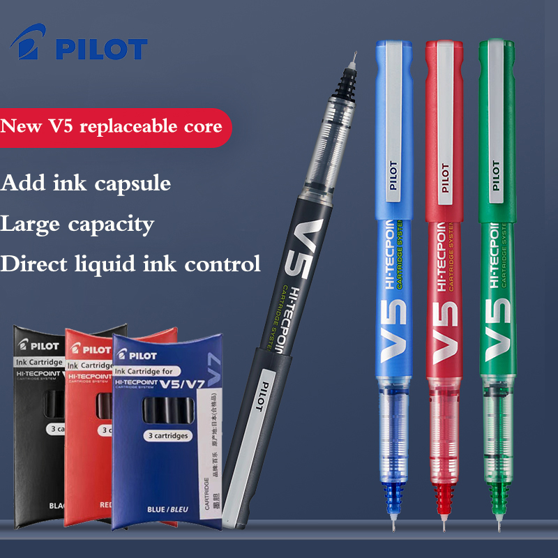 Pilot Pen V5 - 5ชิ้น BXC-V5ปากกาหมึกเจลนำร่อง/V7ปากกาน้ำอัปเกรดความจุขนาดใหญ่ที่เปลี่ยนได้หมึกแคปซูล0.5/ปากกาลายเซ็น0.7มม. หมึกควบคุมได้