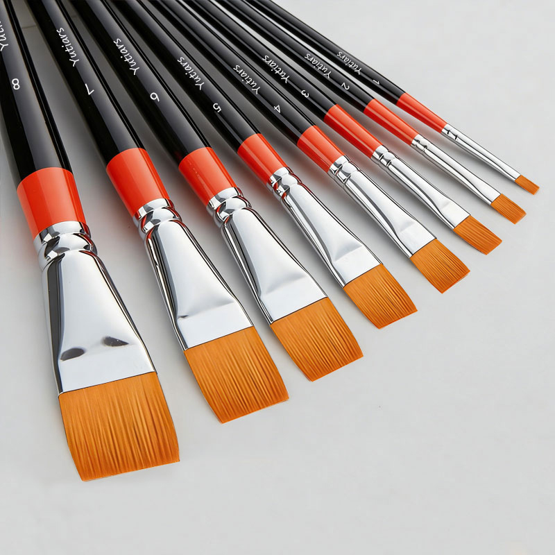 Gouache Paint Set - แปรงทาสีแบบแบน 1 ชิ้น ขนไนลอน สำหรับสีอะคริลิก สีน้ำมัน